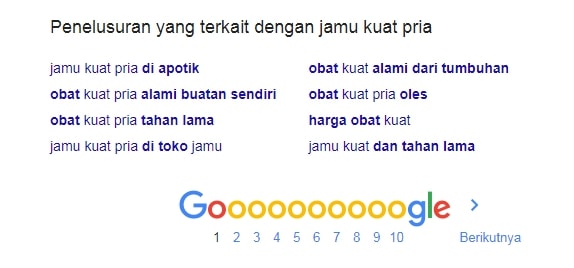 Contoh pencarian terkait di Google