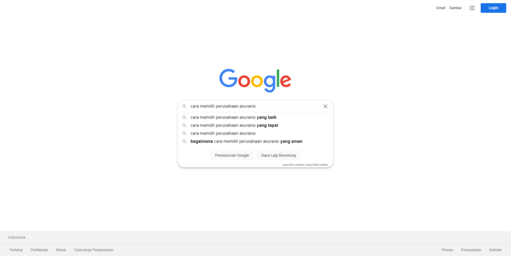 Google cara memilih perusahaan asuransi