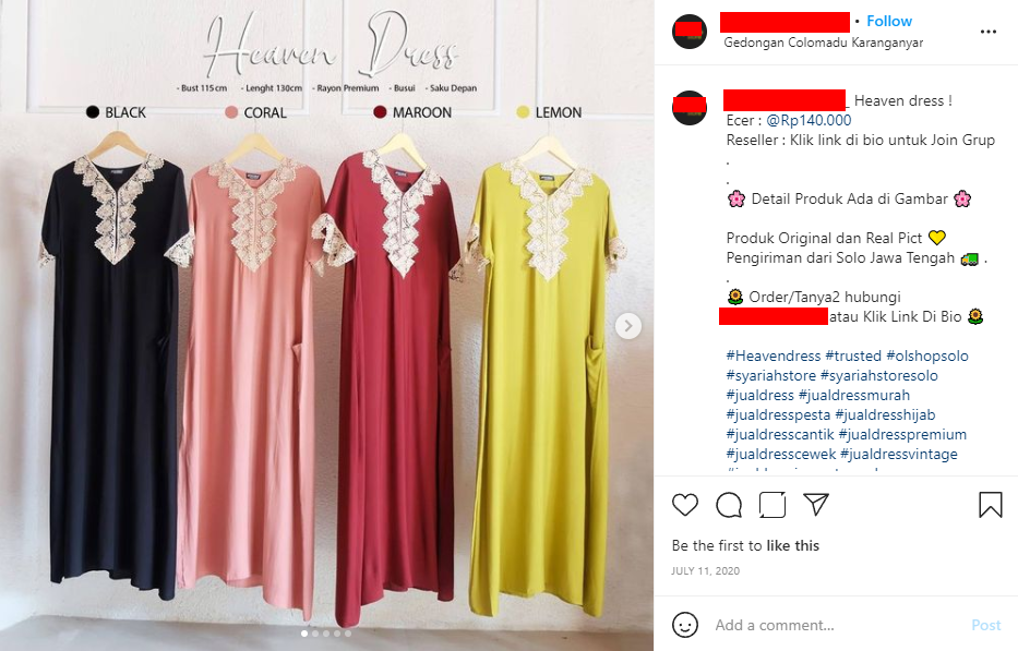 Contoh olshop di Instagram