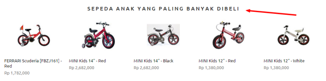 Contoh produk yang paling banyak dibeli